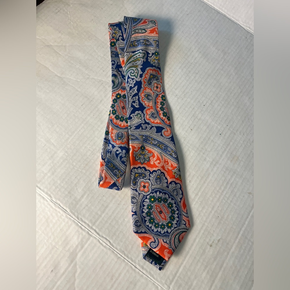 Ralph Lauren Black Label Blue Peach Paisley Tie Men’s 60”